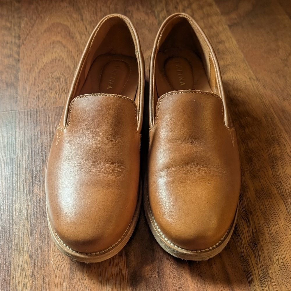 Rounded Leather Loafers - Bourbon - image 2